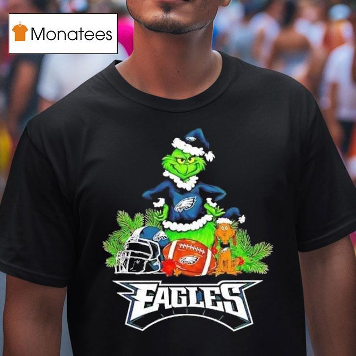 The Grinch And Max Philadelphia Eagles Christmas Helmet Items T Shirt The Grinch And Max Philadelphia Eagles Christmas Helmet Items T Shirt