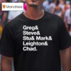 The Guy Who Didn T Like Musicals Greg Steve Stu Mark Leighton And Chad Workin Boys Name Lis T Shirt