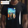 Cat Starry Night Van Gogh Cats Rooftop Scene Feline T Shirt