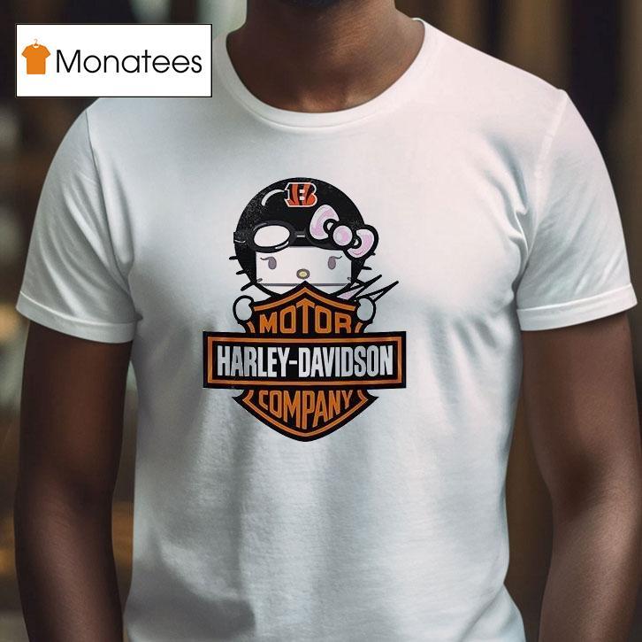 Cincinnati Bengals X Hello Kitty Motor Harley Davidson T Shirt Cincinnati Bengals X Hello Kitty Motor Harley Davidson T Shirt