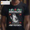 Penguin Holidng Knife Overstimulated But Festive Christmas Ugly T Shirt