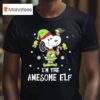 Snoopy Woodstock I M The Awesome Elf Christmas Holiday T Shirt