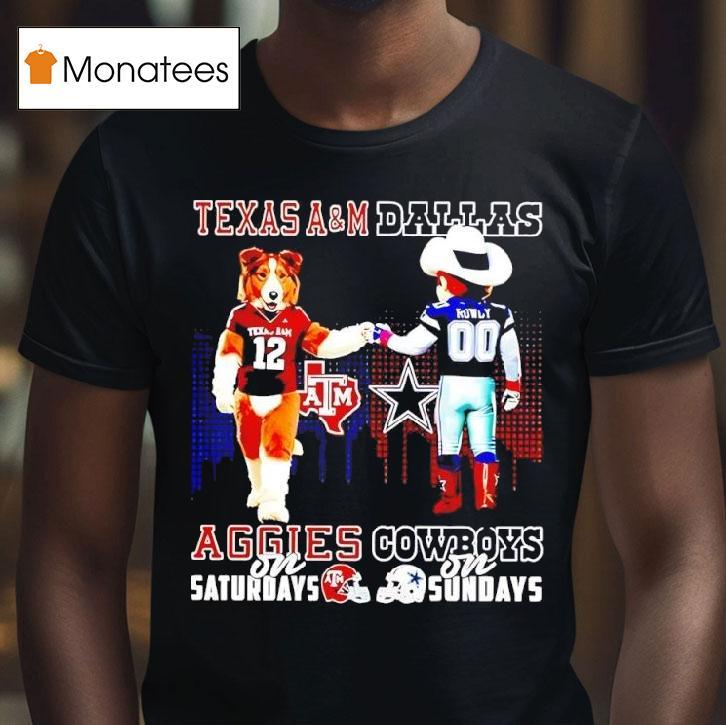 Texas Am Aggies On Saturdays Vs Dallas Cowboys On Sundays Mascot Skyline T Shirt Texas Am Aggies On Saturdays Vs Dallas Cowboys On Sundays Mascot Skyline T Shirt