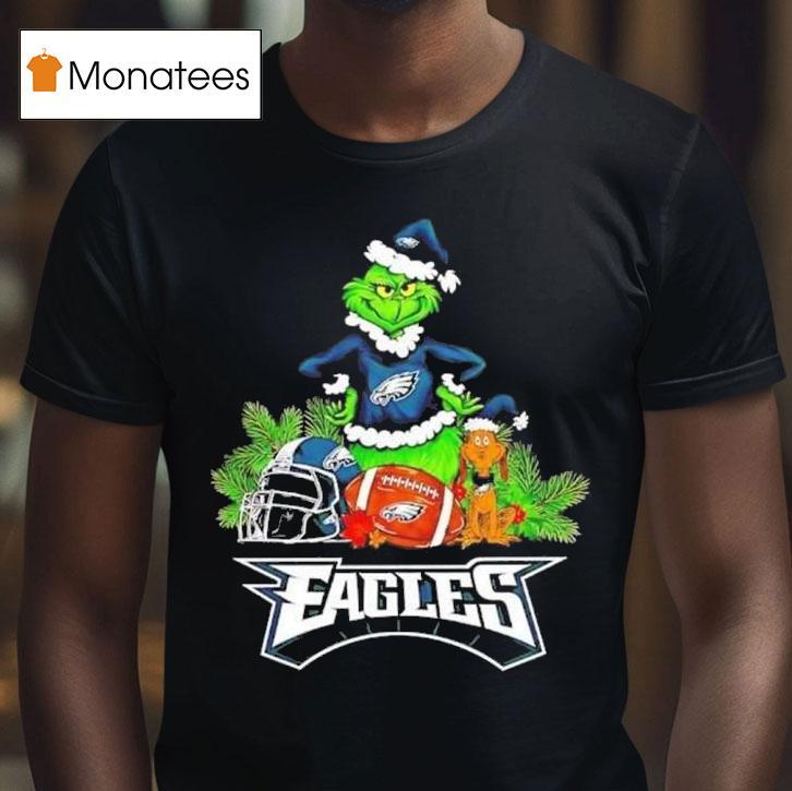 The Grinch And Max Philadelphia Eagles Christmas Helmet Items T Shirt The Grinch And Max Philadelphia Eagles Christmas Helmet Items T Shirt