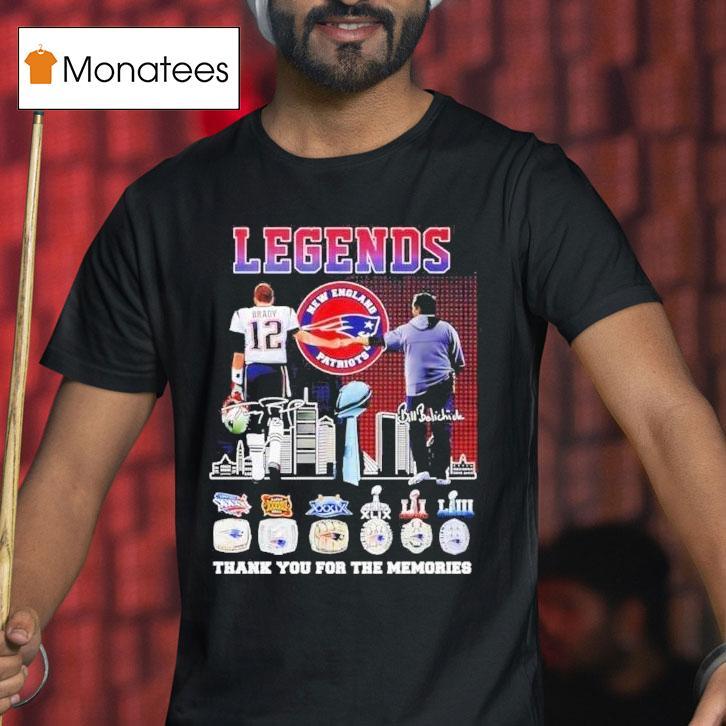 Tom Brady And Bill Belichick Legends New England Patriots Thank You For The Memories Signatures T Shirt Tom Brady And Bill Belichick Legends New England Patriots Thank You For The Memories Signatures T Shirt